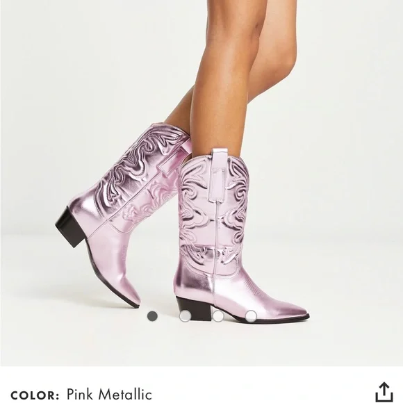 Glamorous pink metallic cowboy boots - Picture 1 of 6